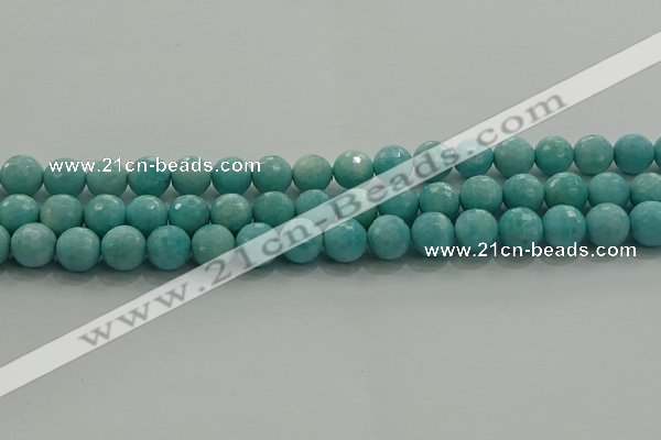 CAM1523 15.5 inches 10mm faceted round natural peru amazonite beads