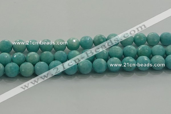 CAM1525 15.5 inches 14mm faceted round natural peru amazonite beads