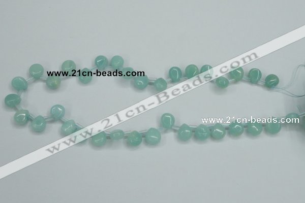 CAM153 9*11mm top-drilled flat teardrop amazonite gemstone beads