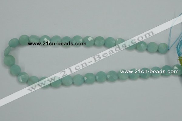 CAM155 15.5 inches 12mm faceted coin amazonite gemstone beads