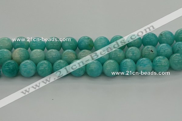 CAM1555 15.5 inches 14mm round natural peru amazonite beads