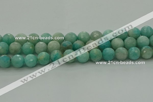 CAM1565 15.5 inches 14mm faceted round Russian amazonite beads