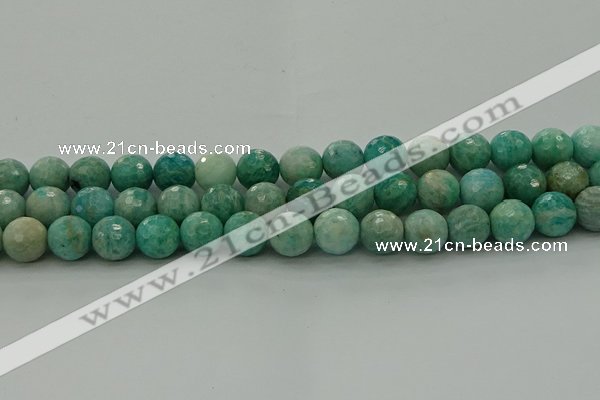 CAM1583 15.5 inches 10mm faceted round Russian amazonite beads