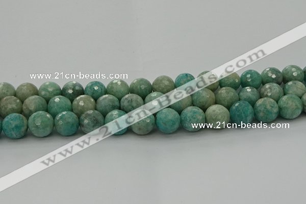 CAM1584 15.5 inches 12mm faceted round Russian amazonite beads