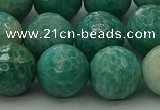 CAM1585 15.5 inches 14mm faceted round Russian amazonite beads