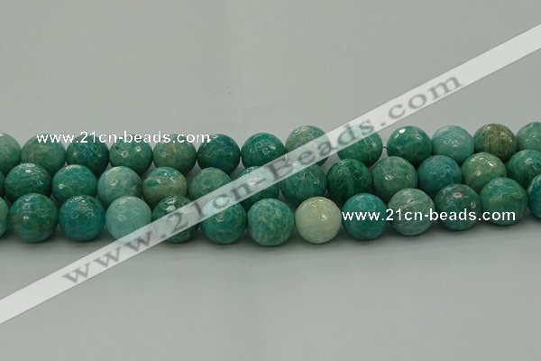 CAM1585 15.5 inches 14mm faceted round Russian amazonite beads