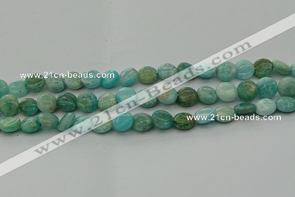 CAM1592 15.5 inches 10mm flat round Russian amazonite beads