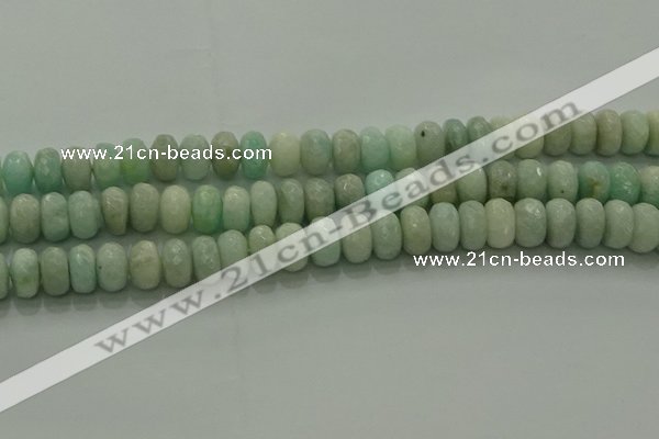 CAM1613 15.5 inches 6*10mm faceted rondelle peru amazonite beads