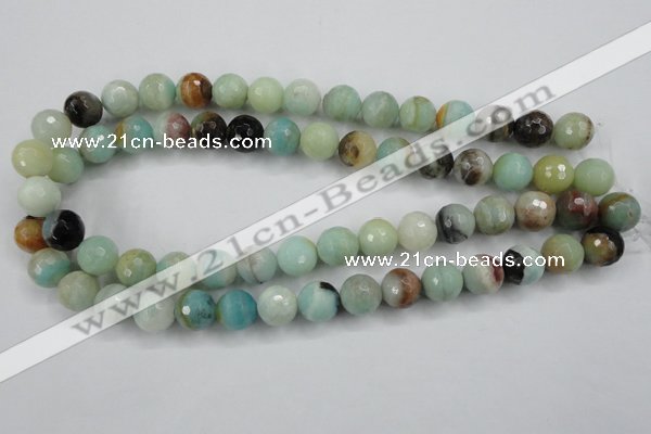 CAM164 15.5 inches 12mm faceted round amazonite gemstone beads