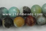 CAM165 15.5 inches 14mm faceted round amazonite gemstone beads