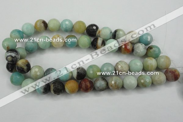 CAM166 15.5 inches 16mm faceted round amazonite gemstone beads