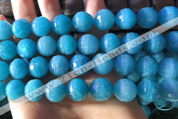 CAM1673 15.5 inches 13.5mm faceted round amazonite gemstone beads