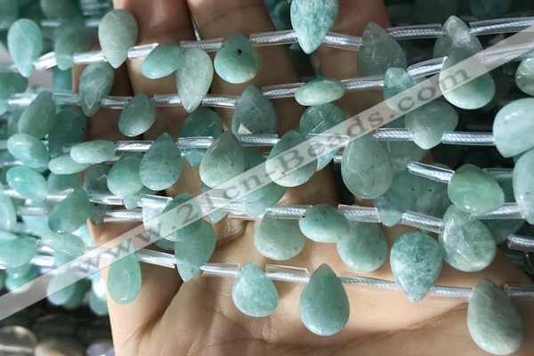 CAM1696 Top drilled 8*12mm faceted briolette amazonite beads