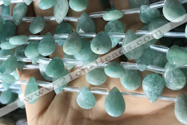 CAM1697 Top drilled 10*14mm faceted briolette amazonite beads