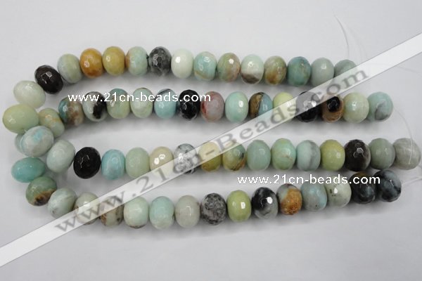 CAM174 15.5 inches 12*16mm faceted rondelle amazonite gemstone beads