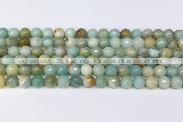 CAM1746 15.5 inches 8mm faceted round amazonite beads wholesale