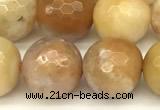 CAM1777 15 inches 10mm faceted round yellow amazonite beads