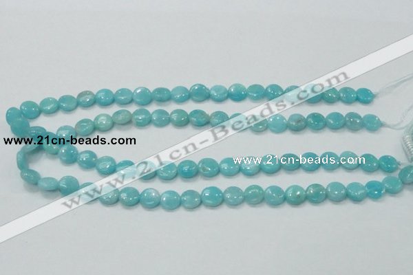 CAM301 15.5 inches 10mm flat round natural peru amazonite beads