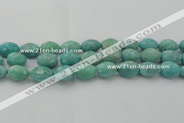 CAM342 15.5 inches 13*18mm faceted nuggets natural peru amazonite beads