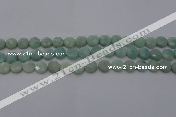 CAM363 15.5 inches 10mm faceted coin amazonite gemstone beads