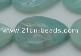 CAM365 15.5 inches 22*30mm faceted flat teardrop amazonite beads