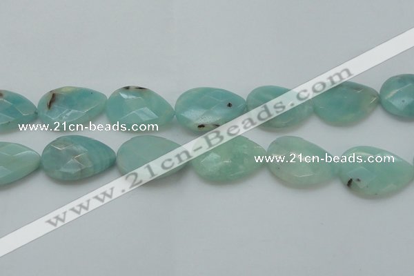 CAM365 15.5 inches 22*30mm faceted flat teardrop amazonite beads