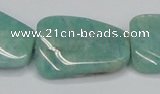 CAM415 22*30mm twisted rectangle natural russian amazonite beads