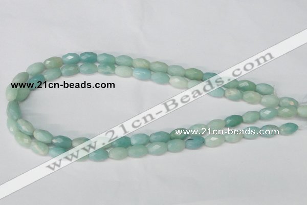 CAM604 15.5 inches 8*12mm faceted rice Chinese amazonite gemstone beads