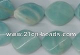 CAM607 15.5 inches 18*22mm twisted oval Chinese amazonite beads