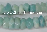 CAM611 15.5 inches 6*14mm faceted nugget Chinese amazonite beads