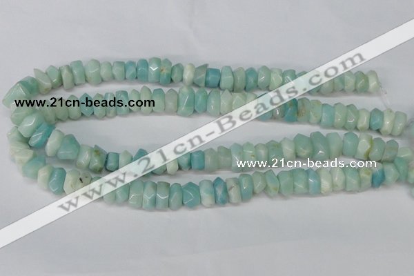 CAM611 15.5 inches 6*14mm faceted nugget Chinese amazonite beads