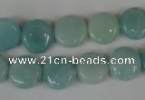 CAM619 15.5 inches 12mm flat round Chinese amazonite gemstone beads