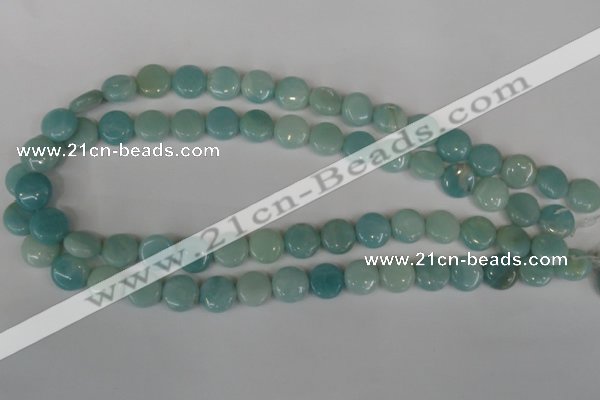 CAM619 15.5 inches 12mm flat round Chinese amazonite gemstone beads