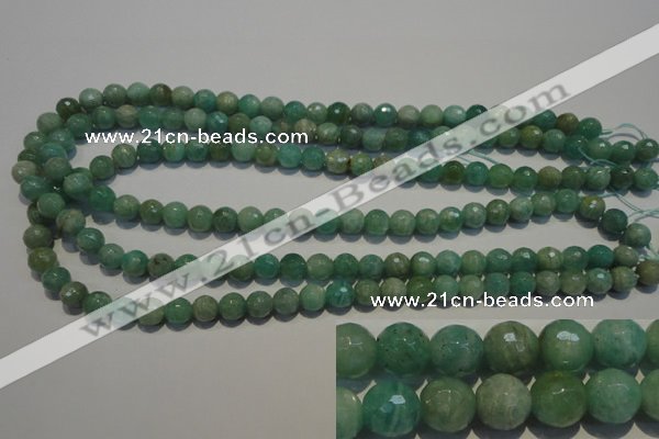 CAM812 15.5 inches 8mm faceted round Brazilian amazonite beads