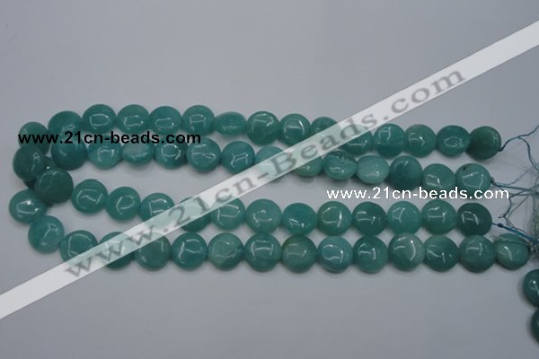 CAM916 15.5 inches 14mm flat round amazonite gemstone beads wholesale