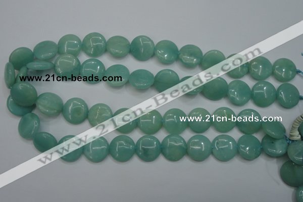 CAM917 15.5 inches 16mm flat round amazonite gemstone beads wholesale