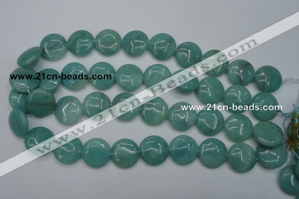 CAM919 15.5 inches 20mm flat round amazonite gemstone beads wholesale