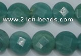 CAM942 15.5 inches 14mm faceted coin amazonite gemstone beads