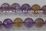 CAN12 15.5 inches 14mm faceted round natural ametrine gemstone beads