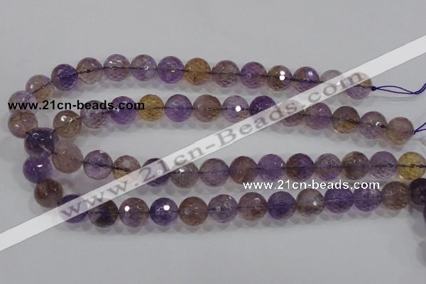 CAN12 15.5 inches 14mm faceted round natural ametrine gemstone beads