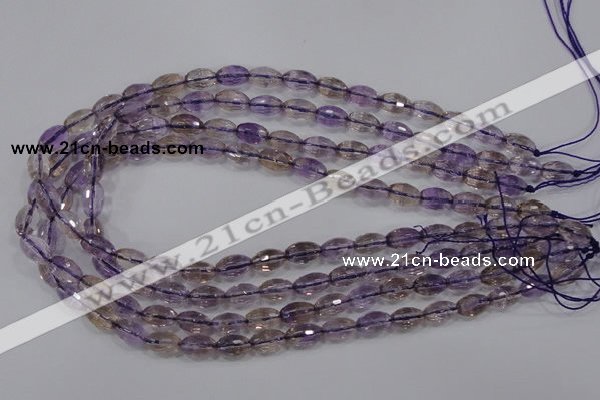 CAN18 15.5 inches 6*10mm faceted rice natural ametrine beads