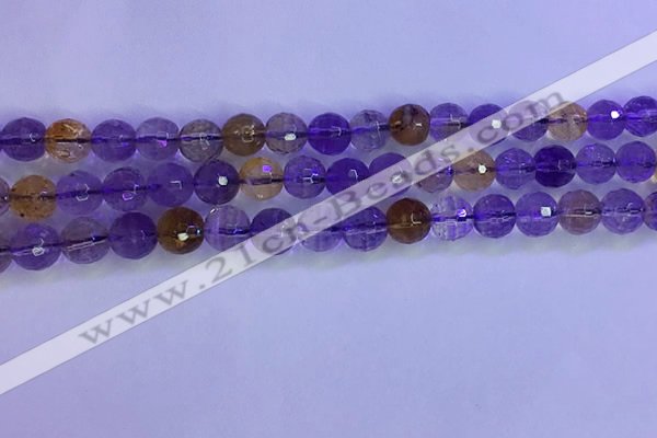 CAN225 15.5 inches 7mm faceted round ametrine beads wholesale