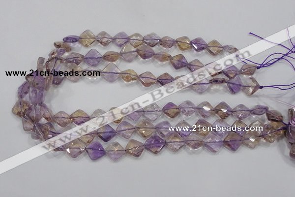 CAN34 15.5 inches 12*12mm faceted diamond natural ametrine beads