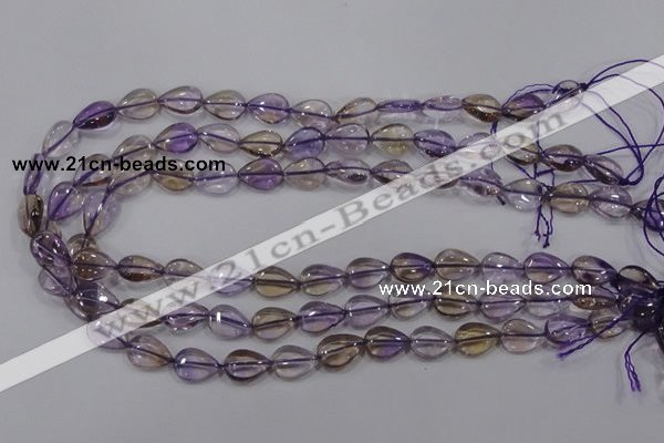 CAN38 15.5 inches 10*14mm flat teardrop natural ametrine beads