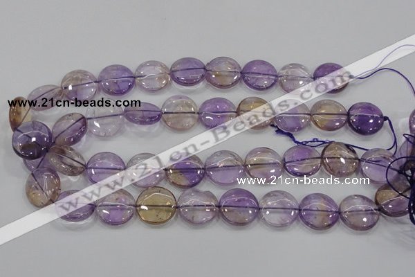 CAN44 15.5 inches 18mm flat round natural ametrine gemstone beads