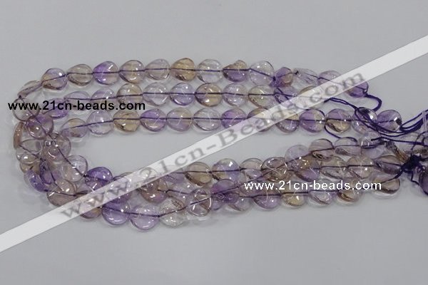 CAN52 15.5 inches 14mm twisted coin natural ametrine gemstone beads