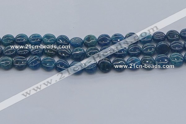 CAP381 15.5 inches 10mm flat round apatite gemstone beads