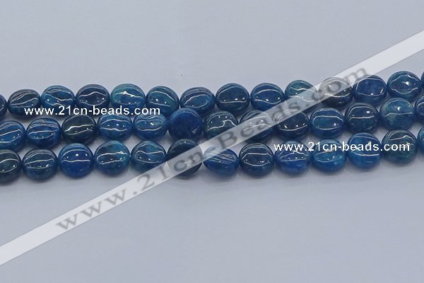 CAP382 15.5 inches 12mm flat round apatite gemstone beads