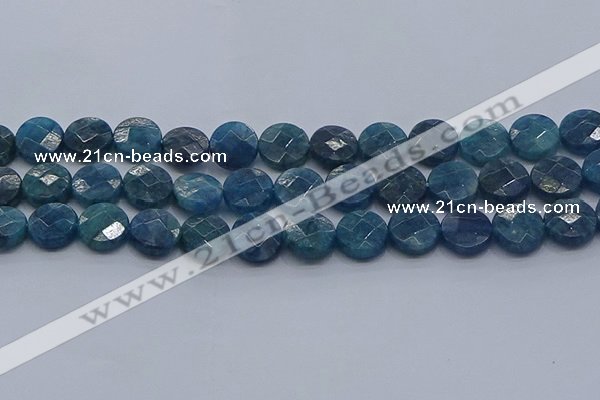 CAP389 15.5 inches 12mm faceted coin apatite gemstone beads