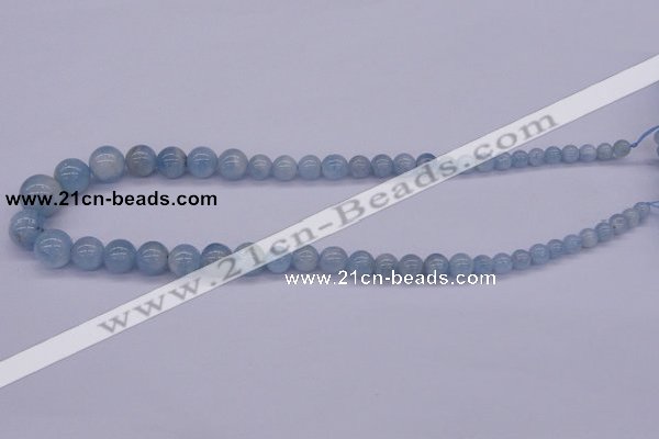 CAQ128 15.5 inches multi-size round natural aquamarine beads wholesale